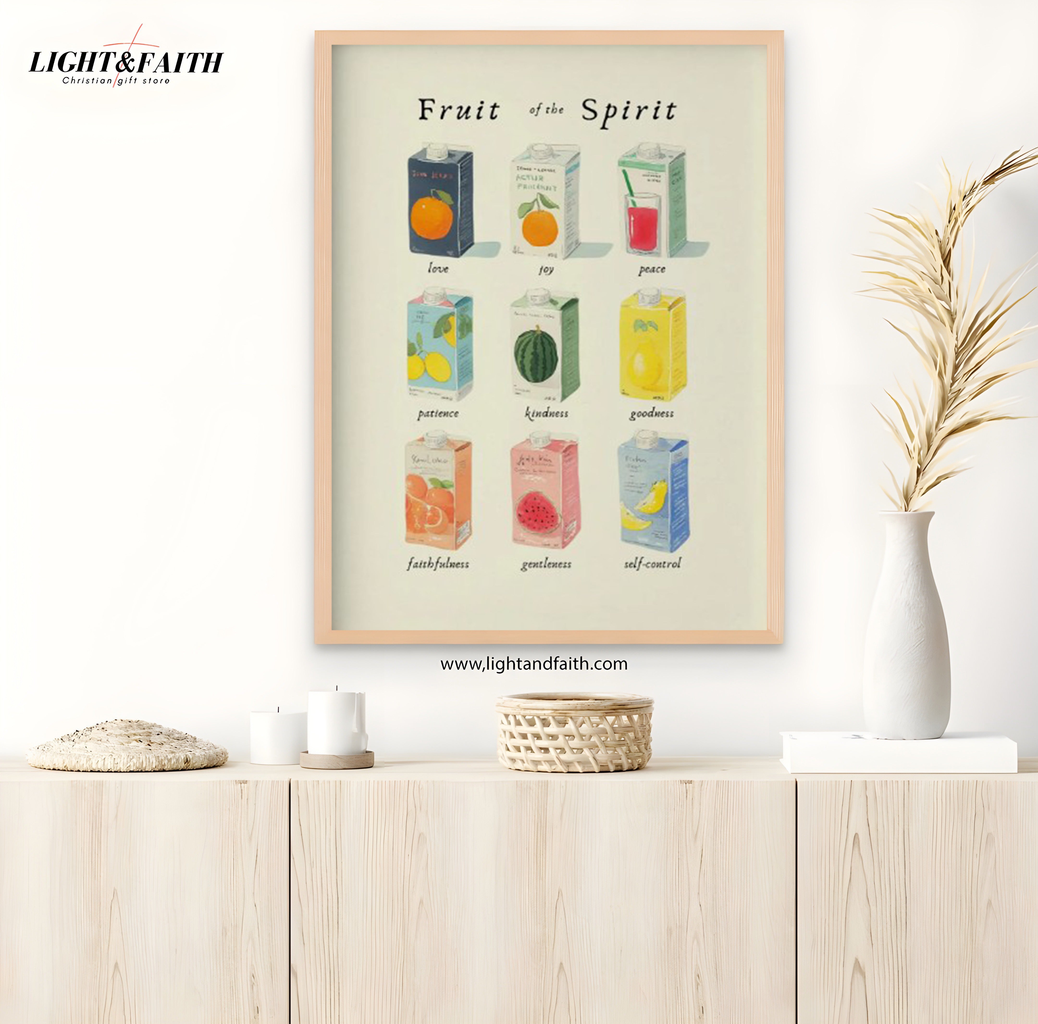 Fruit of the Spirit Wall Art, Scripture Wall Art Digital Download, Christian Home Decor, Nursery, Bible Verse, Kitchen
